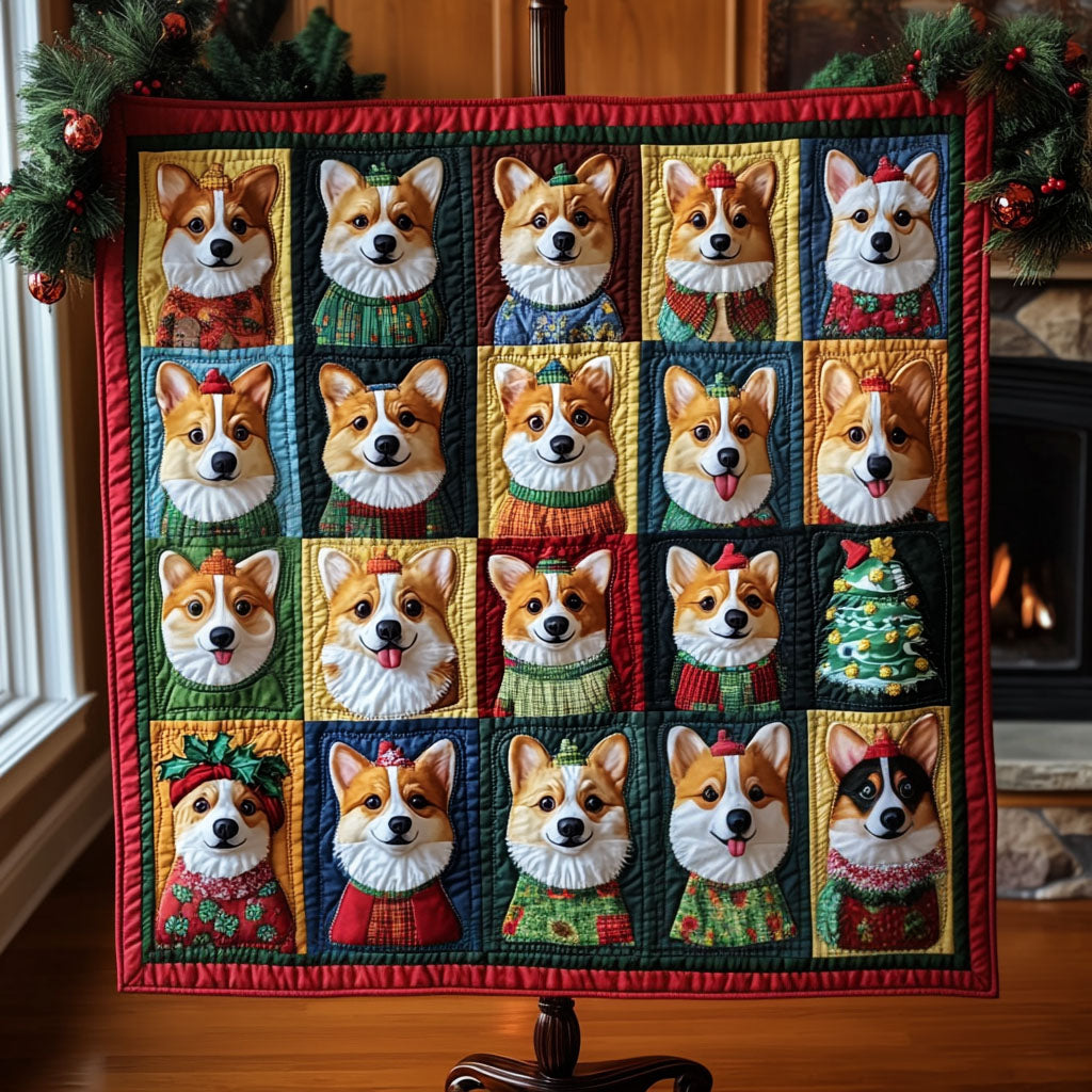 Corgi Christmas Parade Quilted Blanket Indoor Decorations Gift For Boys - Tradiviet