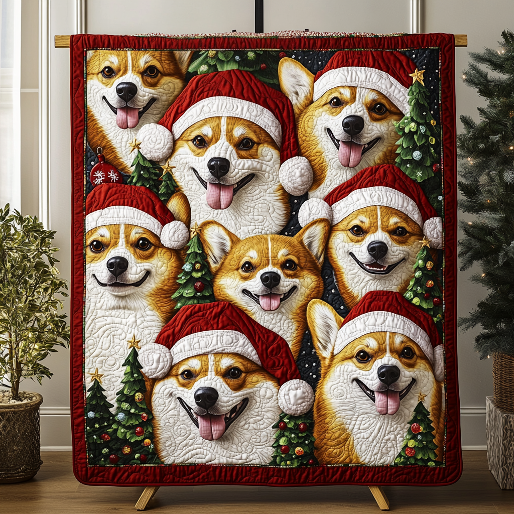 Corgi Christmas Quilted Blanket Room Decor Gift For Women - Tradiviet