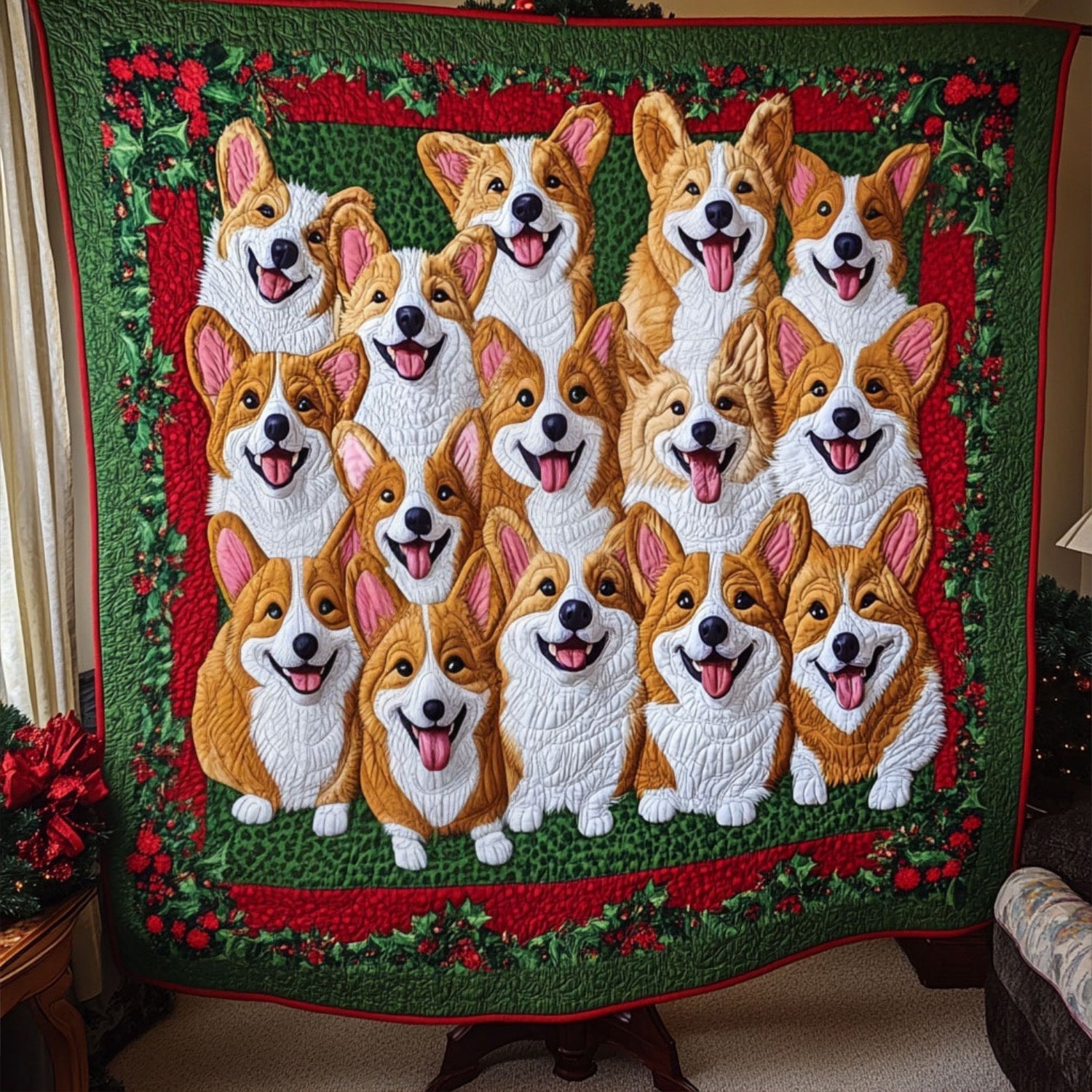 Corgi Christmas Wishes Quilted Blanket Decorations Gift For Men - Tradiviet