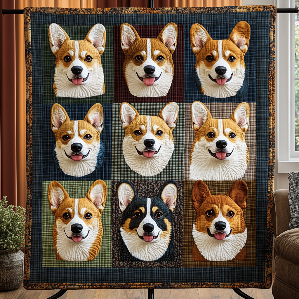 Corgi Crew Quilted Blanket Home Decor Gift For Wall Decor - Tradiviet