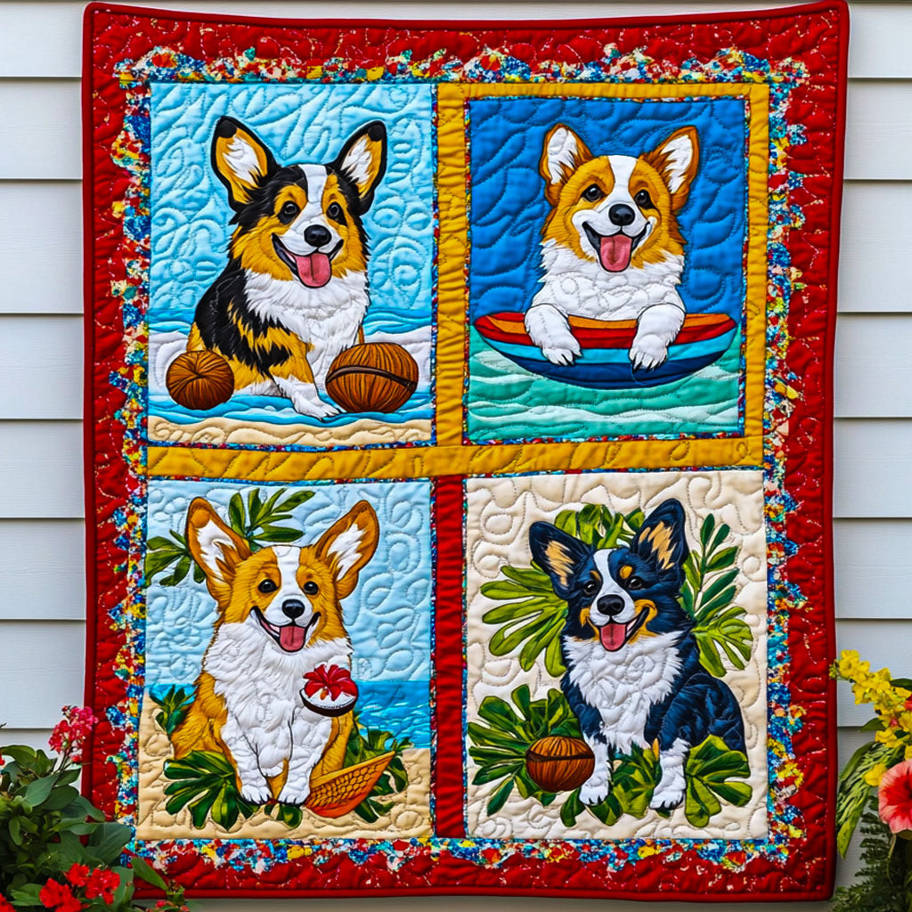 Corgi Crew Quilted Blanket Indoor Decorations Gift For House Decor - Tradiviet