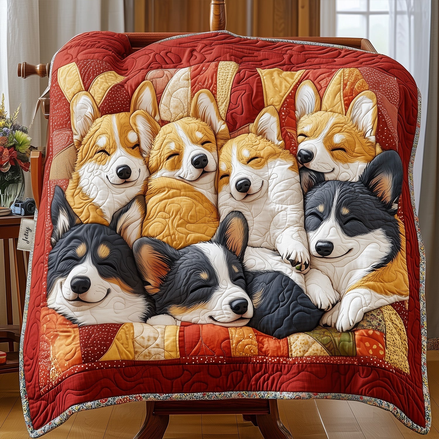 Corgi Cuddle Squad Quilted Blanket Room Decor Ideas Gift For Living Room - Tradiviet
