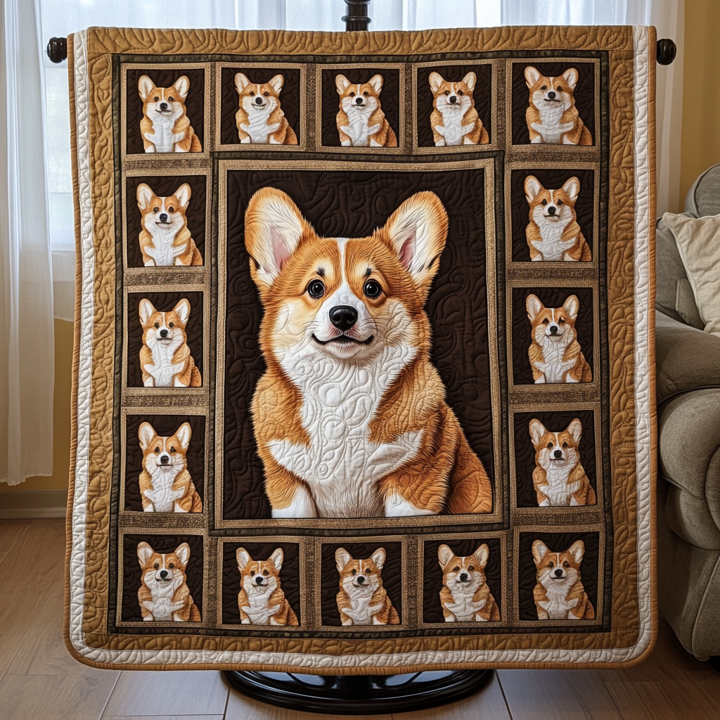 Corgi Delight Quilted Blanket Room Ideas Gift For Farmhouse Decor - Tradiviet