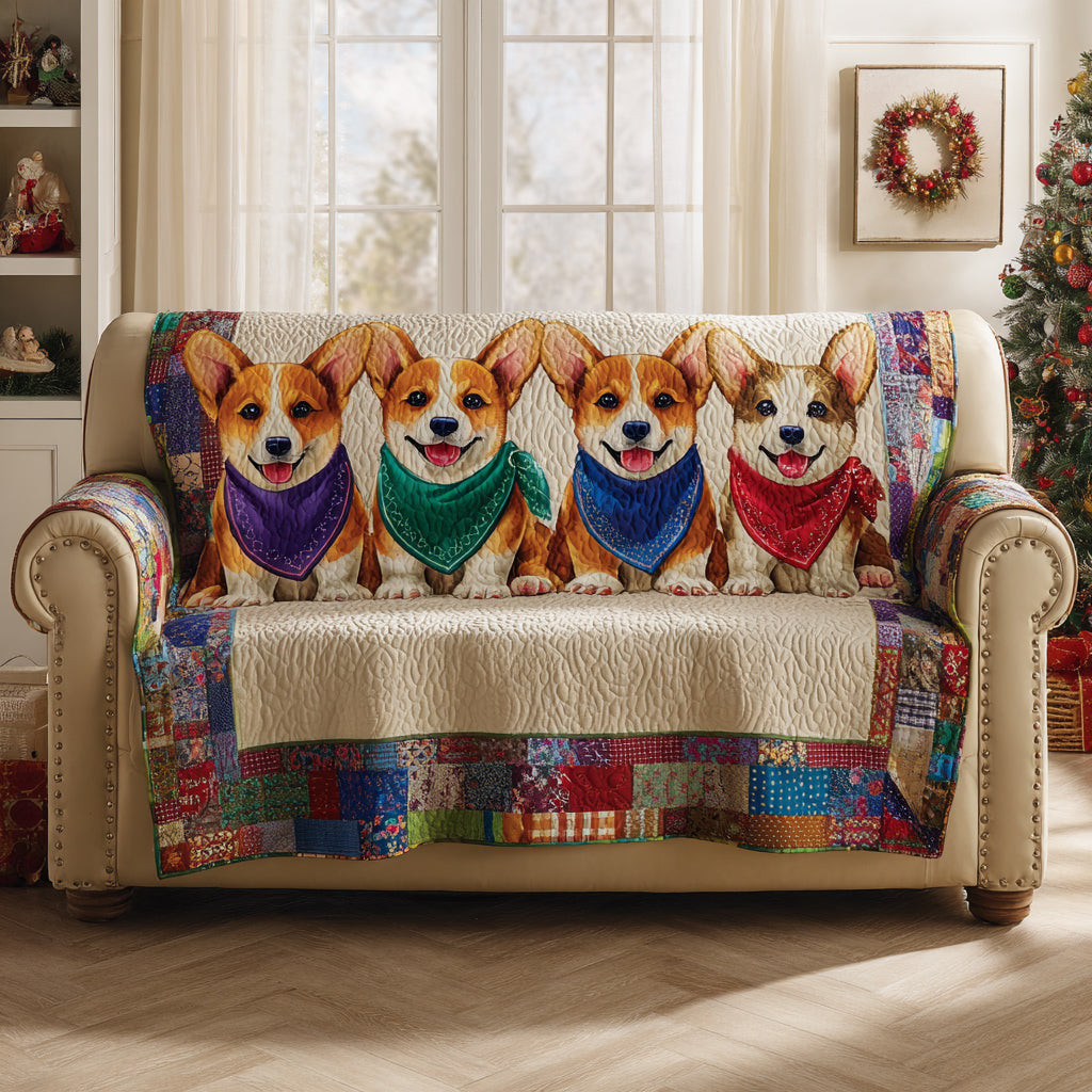 Corgi Delight Quilted Sofa Cover Couch Seat Covers Presents For Corgi Lovers - Tradiviet