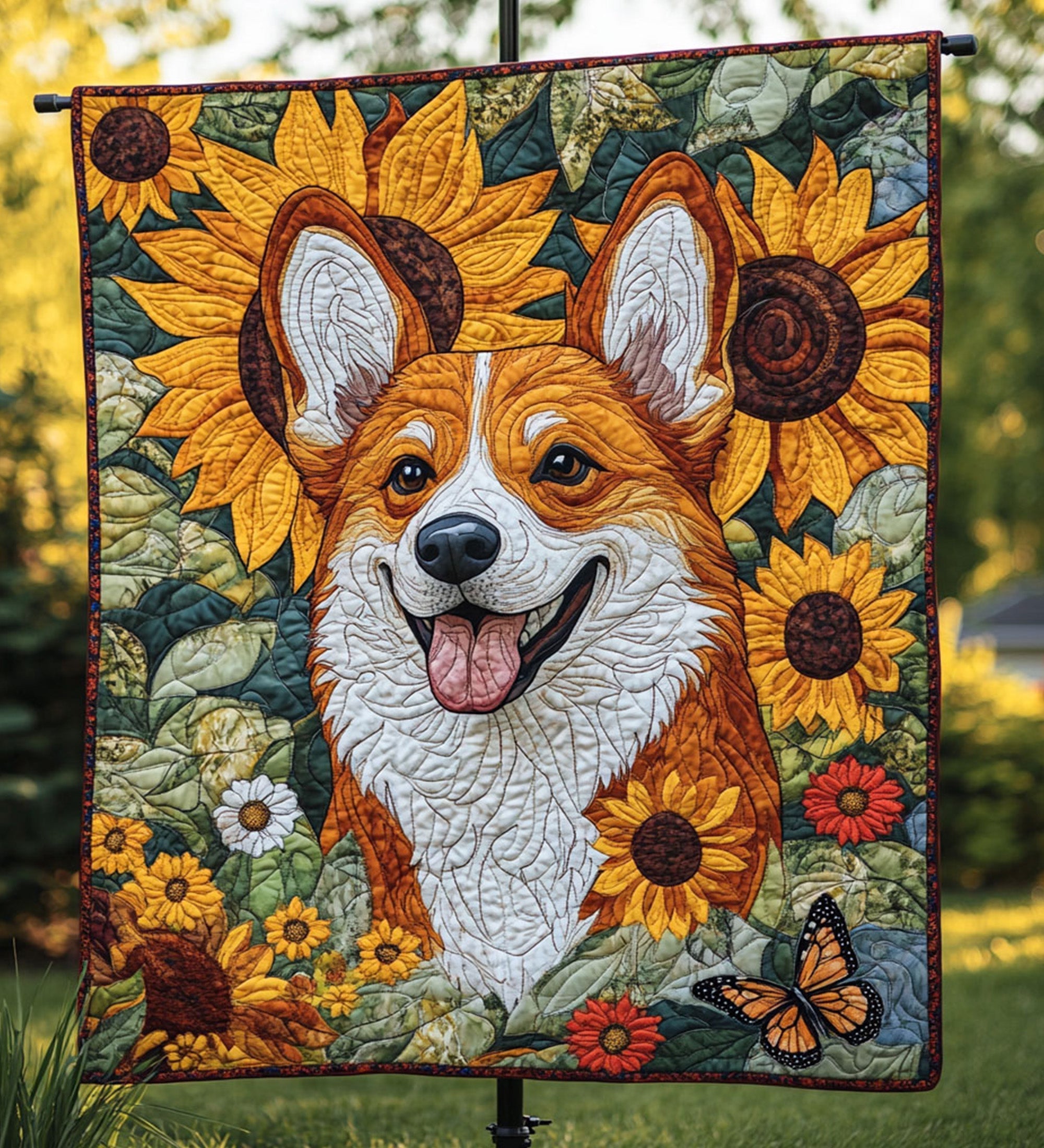 Corgi Field Quilted Blanket Decorating Your Home Gift For Cozy Home - Tradiviet