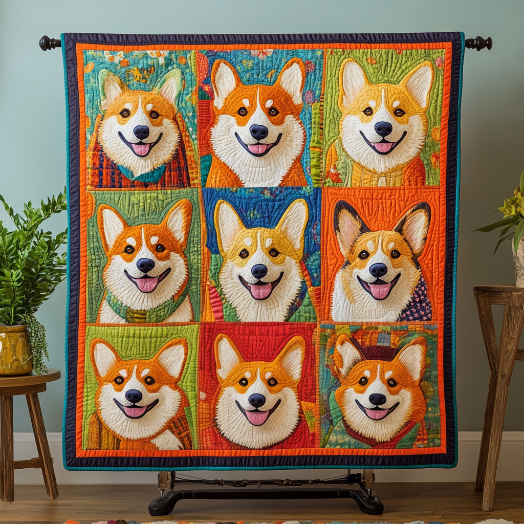 Corgi Fun Quilted Blanket Cute Room Decor Gift For Decor Lover - Tradiviet