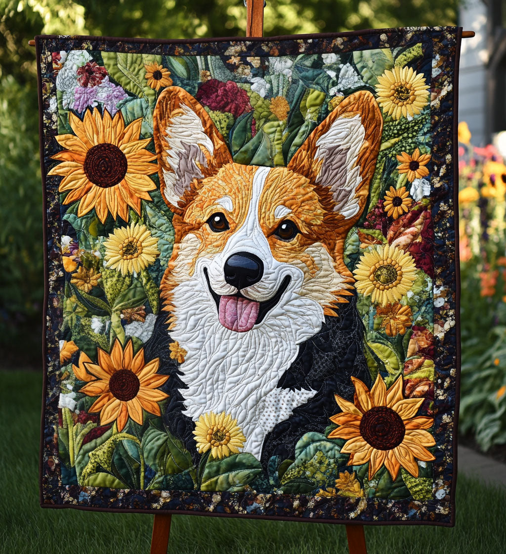 Corgi Garden Joy Quilted Blanket Bedroom Decorations Gift For Housewarming - Tradiviet