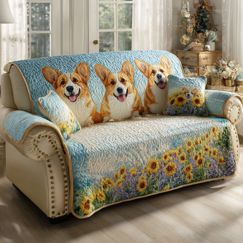 Corgi Haven Quilted Sofa Cover Best Couch Slipcovers Corgi Gifts For Corgi Lovers - Tradiviet