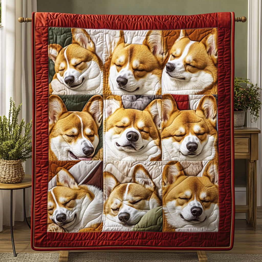 Corgi Hearts Quilted Blanket Mens Bedroom Decor Gift For Seasonal Decor - Tradiviet