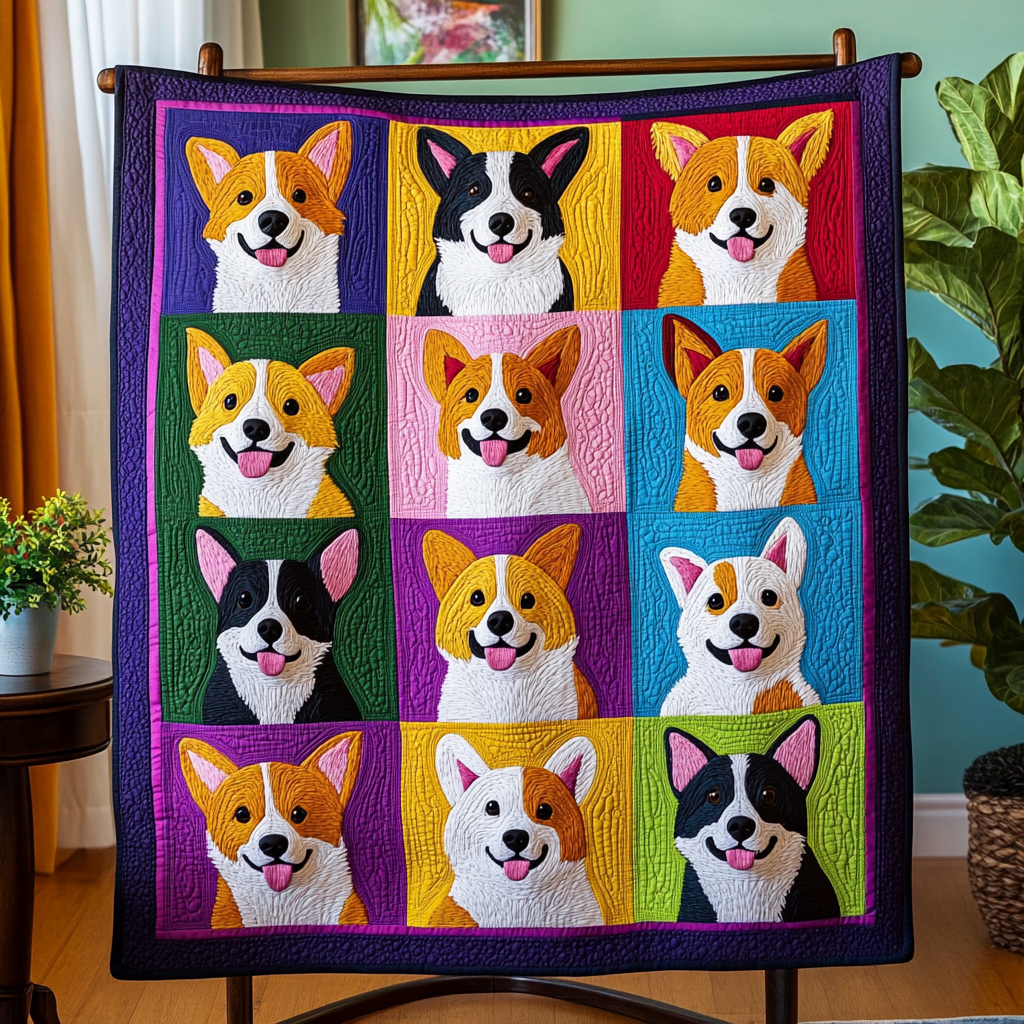Corgi Love Quilted Blanket Room Decorations Patriotic Gifts For Him - Tradiviet