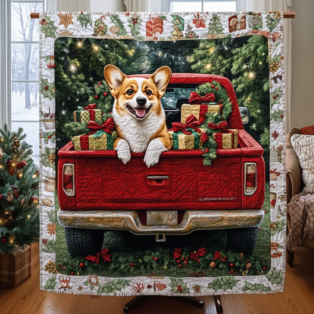 Corgi Magic Christmas Quilted Blanket 250 Years Of America Patriotic Gifts For Her - Tradiviet