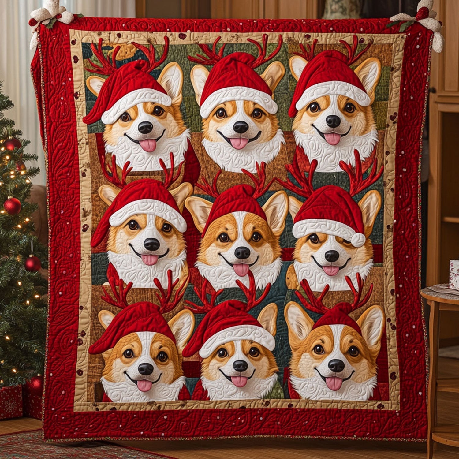Corgi Noel Delight Quilted Blanket 4Th Of July Clothes Gifts For Patriotic Dad - Tradiviet