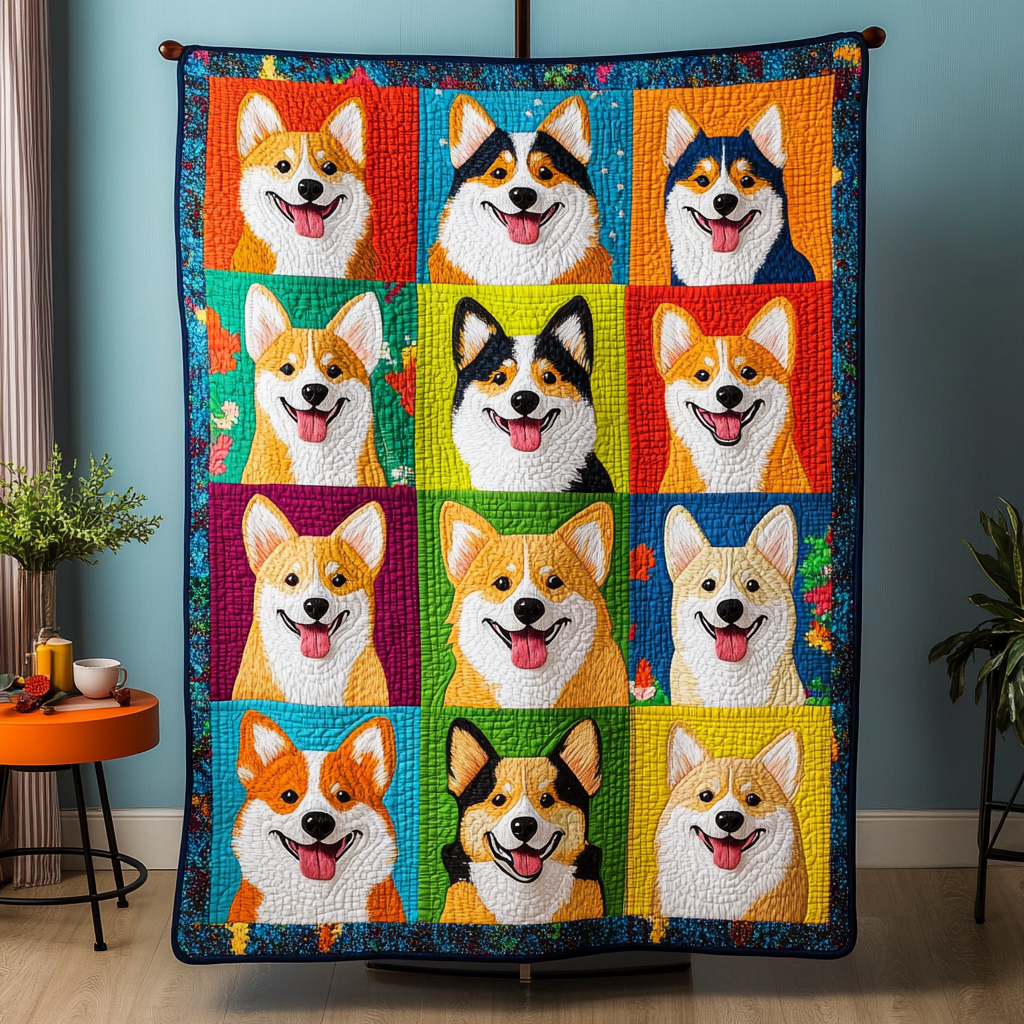 Corgi Patch Quilted Blanket America Celebrates 250Th Anniversary Best Patriotic Gifts - Tradiviet