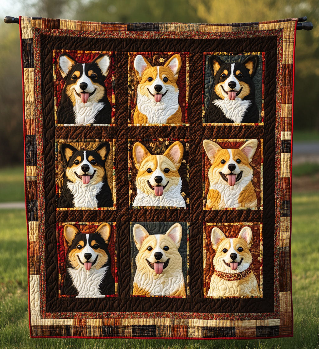 Corgi Playtime Quilted Blanket America's 250 Birthday Patriotic Presents - Tradiviet