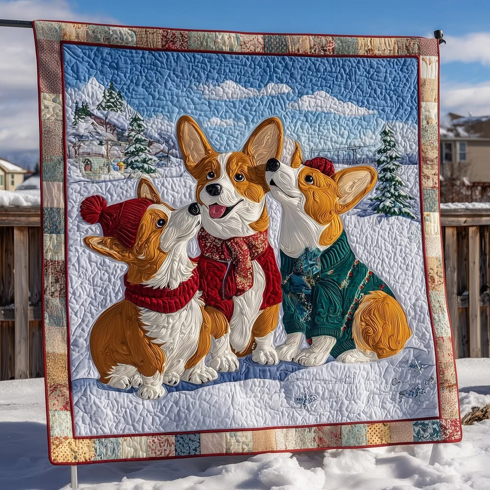 Corgi Quilted Blanket Awesome Dog Presents For Humans Xmas Holiday 2025 - Tradiviet