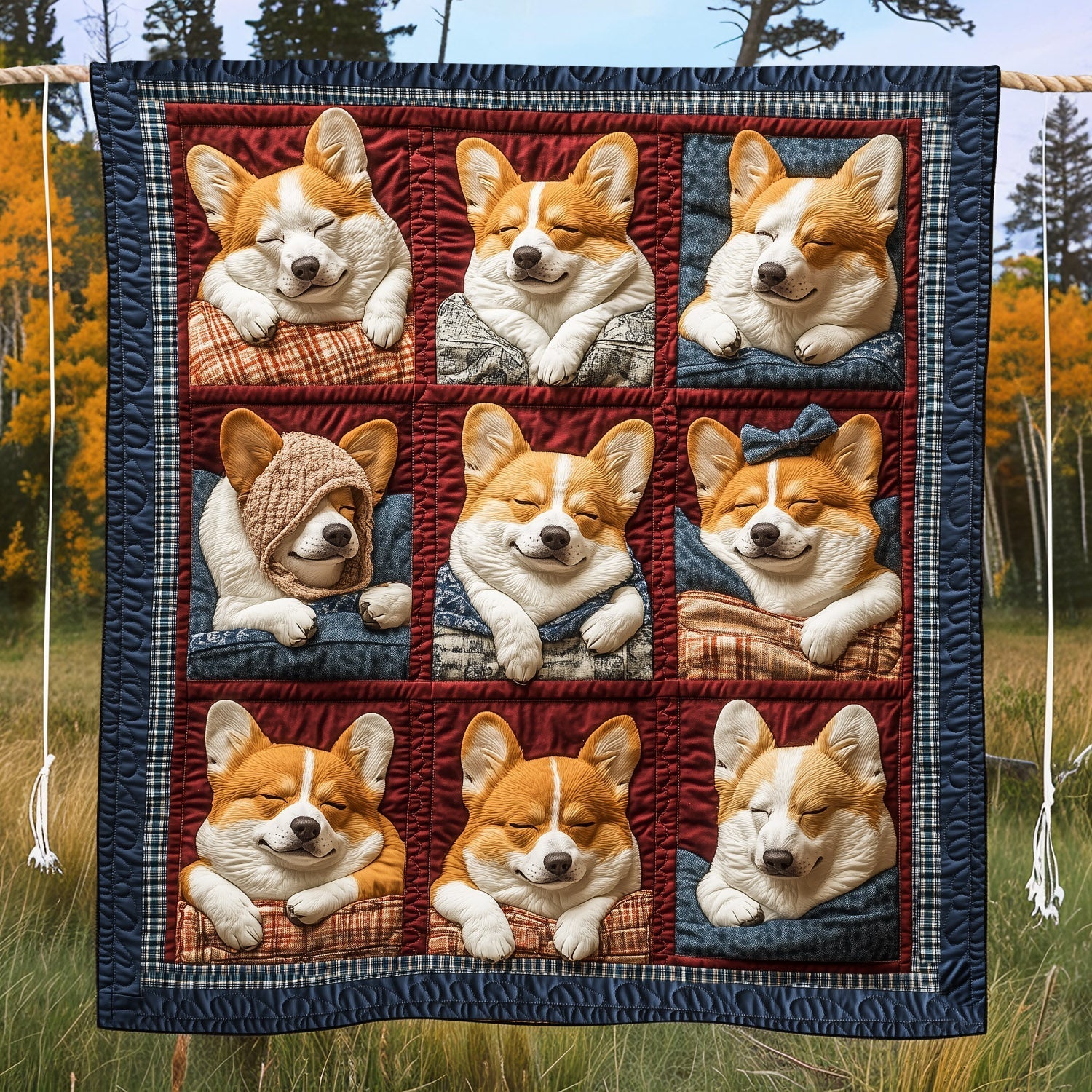 Corgi Smiles Quilted Blanket American 250 Years Birthday Gift For Patriots - Tradiviet