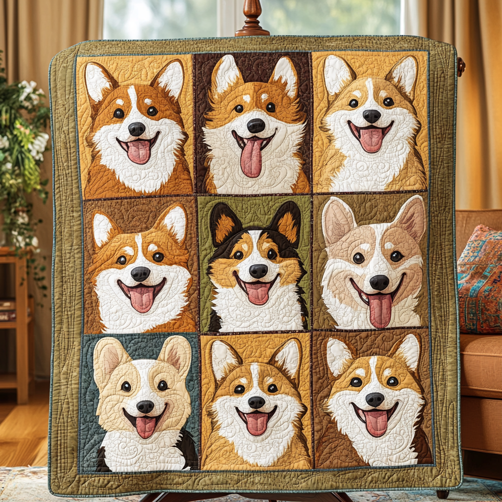 Corgi Smiles Quilted Blanket Best 4Th Of July Gifts For 4Th Of July - Tradiviet