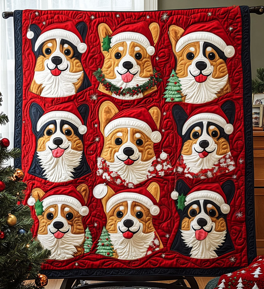 Corgi Snuggle Patch Quilted Blanket Cute 4Th Of July Gifts For Independence Day - Tradiviet