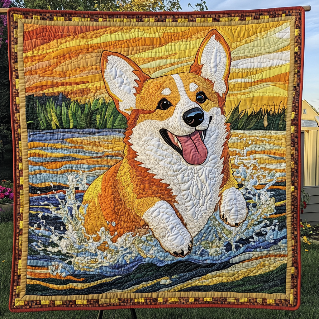 Corgi Stomp Parade Quilted Blanket Independence Day 2026 Gift For Grandma - Tradiviet