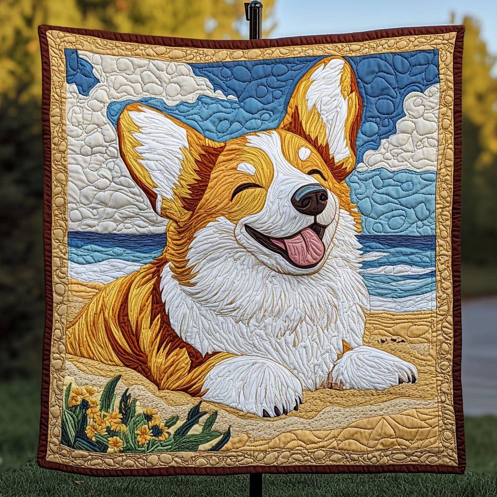 Corgi Sunshine Quilted Blanket Independence Day Gift For Grandpa - Tradiviet