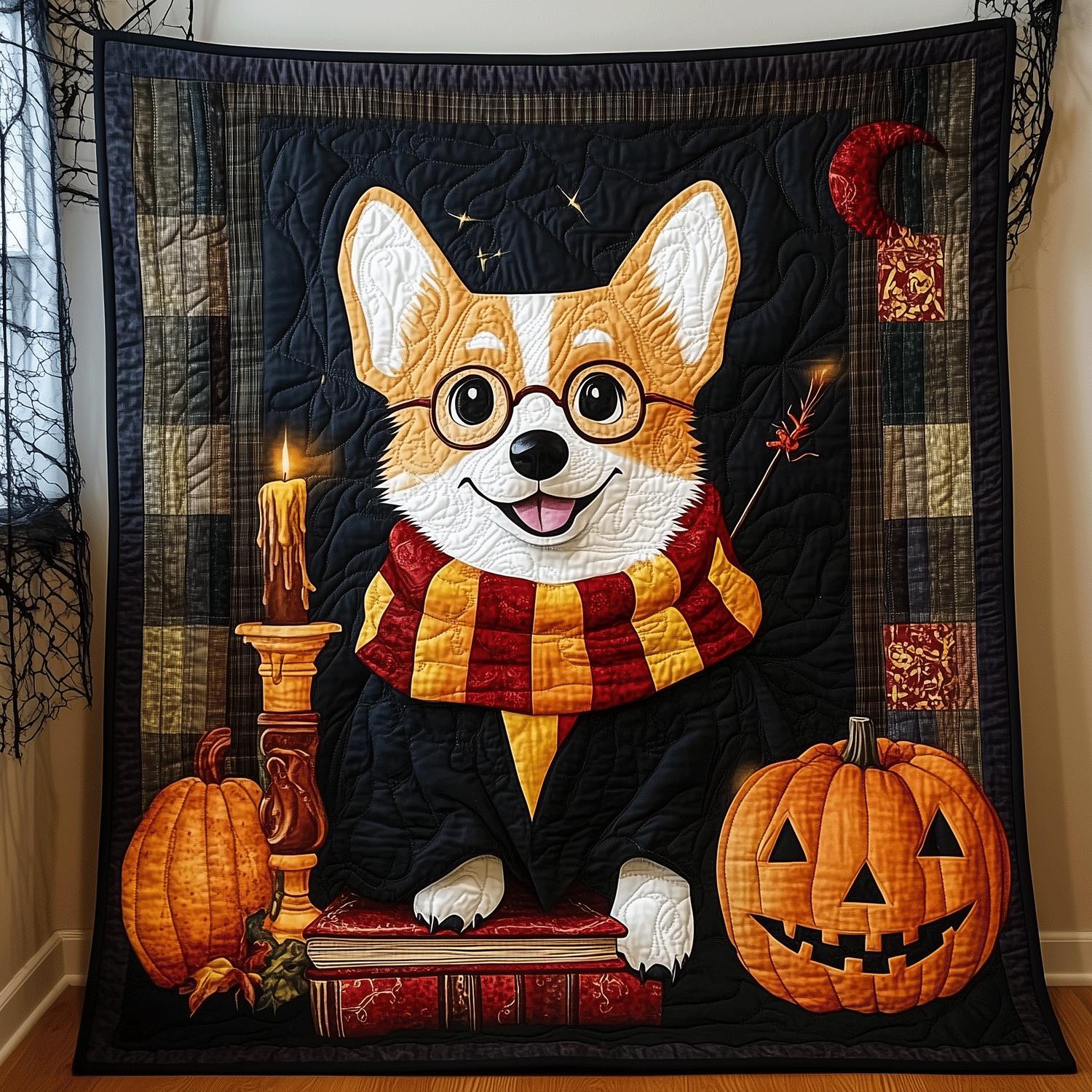 Corgi The Witch Quilted Blanket July 4 Decor Gift For Sister - Tradiviet