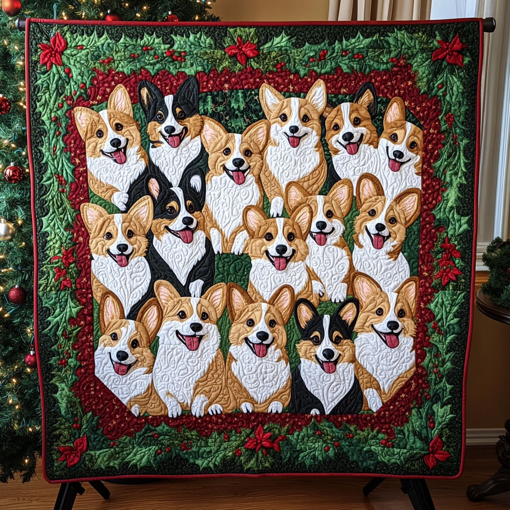 Corgi Winter Bliss Quilted Blanket USA 250 Years Of Defending Liberty Gift For Son - Tradiviet