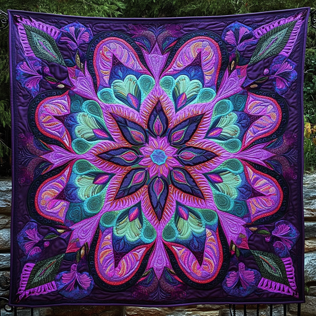 Cosmic Blossom Quilted Blanket USA 250Th Anniversary Gift For Friend - Tradiviet