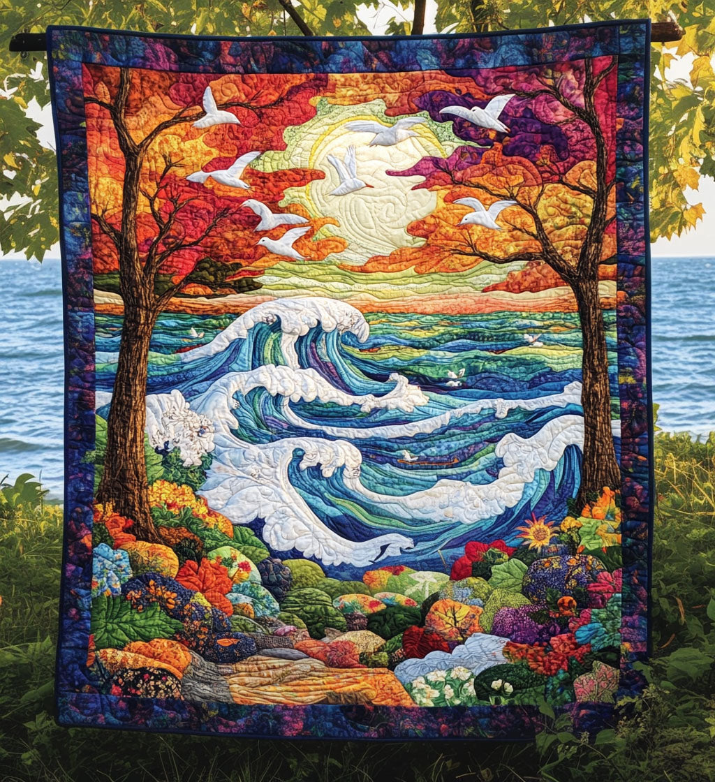 Cosmic Hippie Dreamscape Quilted Blanket America's 250th Anniversary Gift For Family - Tradiviet