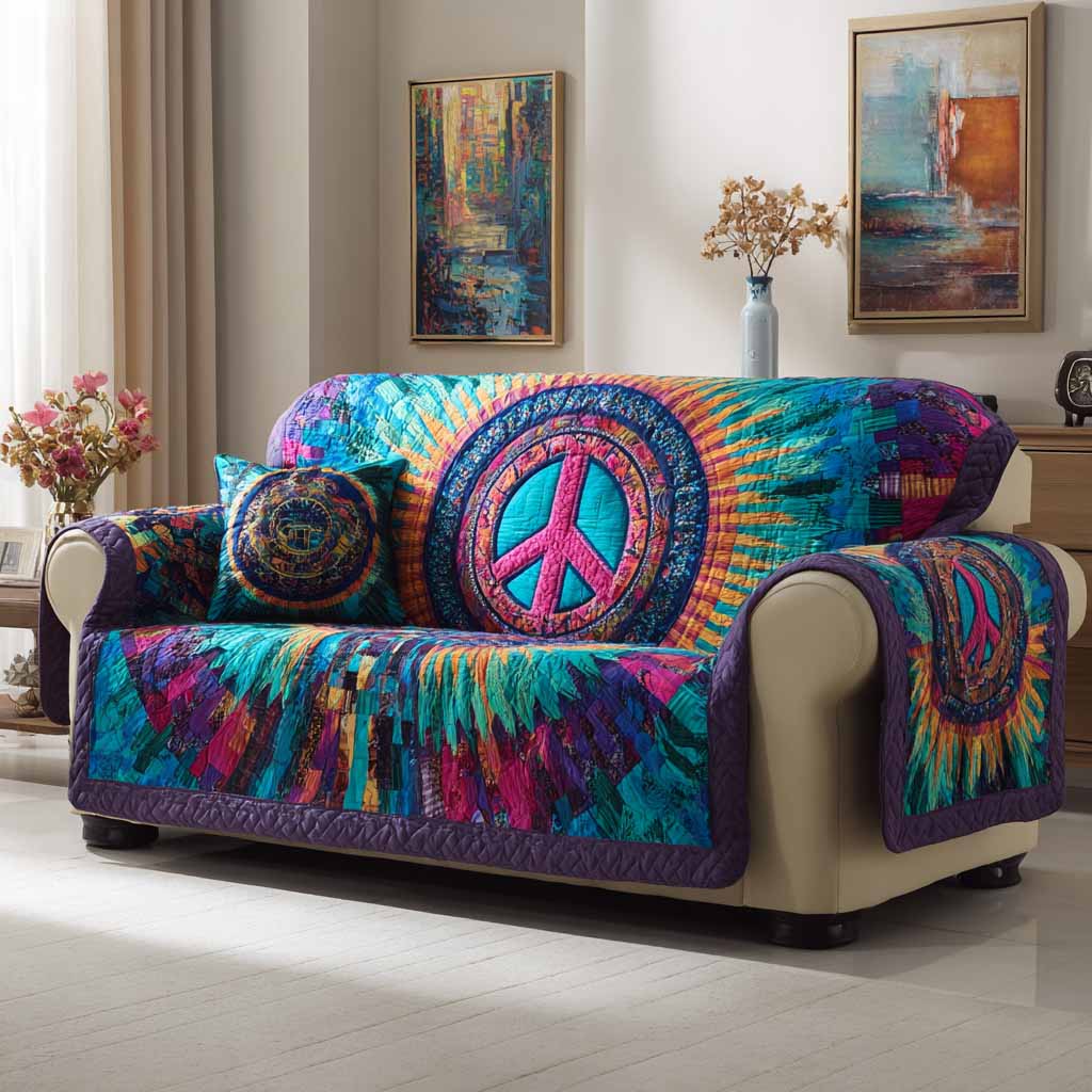 Cosmic Peace Quilted Sofa Cover Aesthetic Home Room Decor Room Decor Gift Ideas - Tradiviet