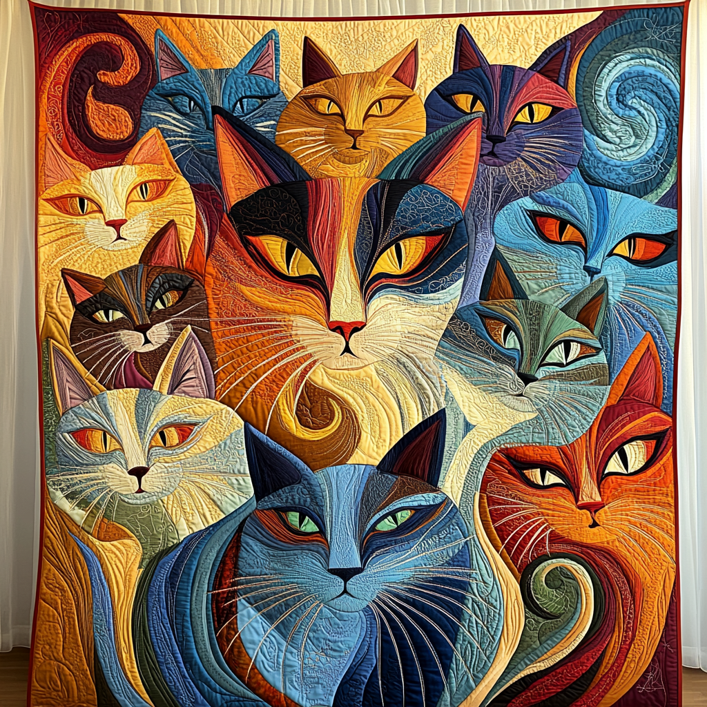 Cosmic Whiskers Quilted Blanket Home Decor Gift For Kids - Tradiviet