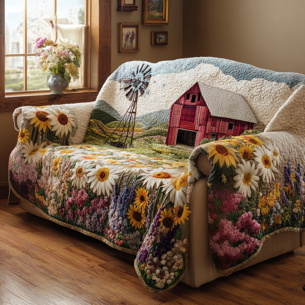 Cottage Daisy Quilted Sofa Cover Beautiful Sofa Covers Gifts For Daisy Lovers - Tradiviet