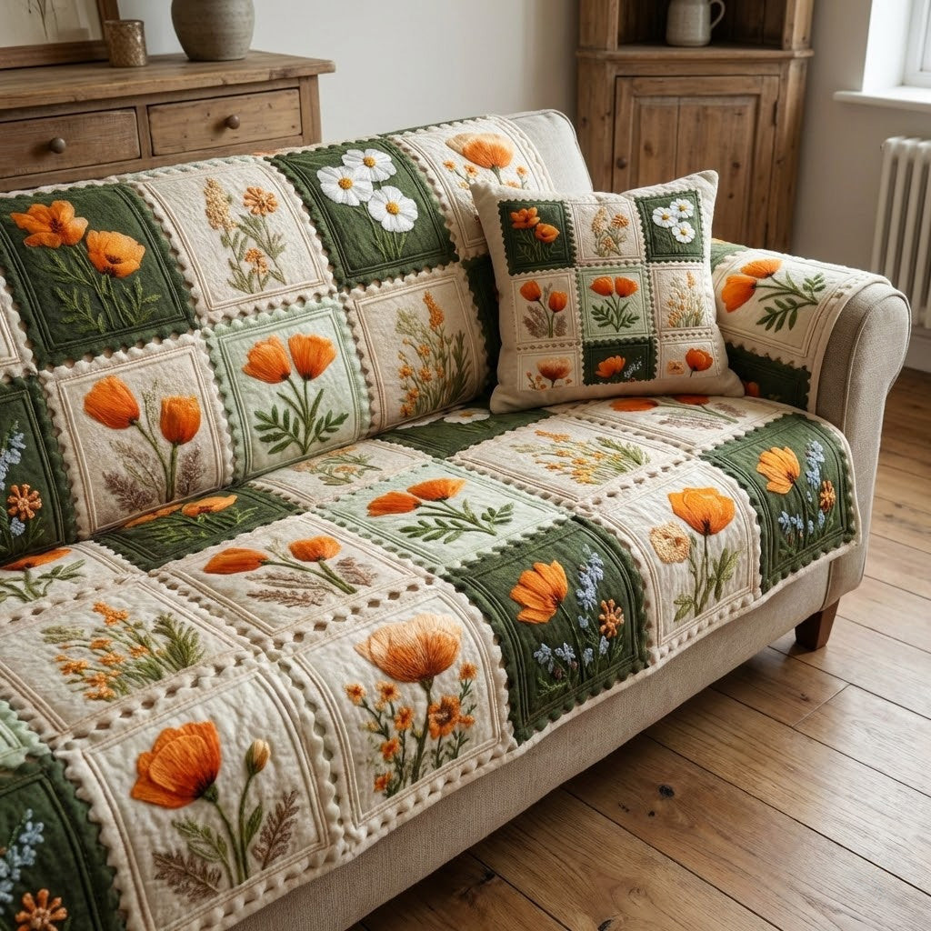 Cottage Hearts Quilted Sofa Cover Couch Covers For Couches Sunflower Birthday Gifts - Tradiviet