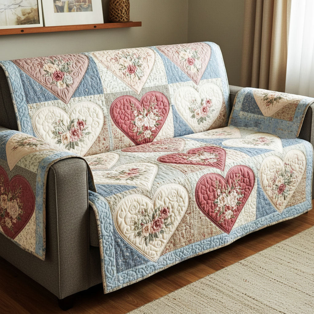 Cottage Heartscape Quilted Sofa Cover Sofa Protector Cover Mother In Law Valentine Day Gift - Tradiviet