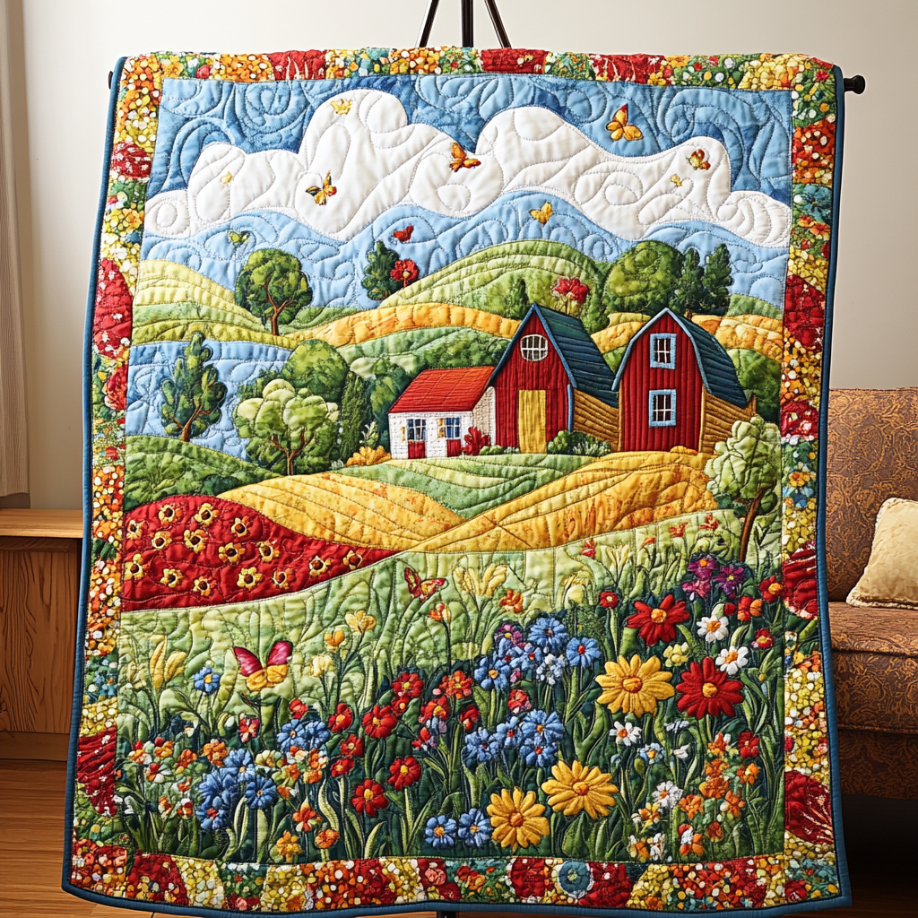 Country Bliss Quilted Blanket Living Room Decor Gift For Wall Decor - Tradiviet