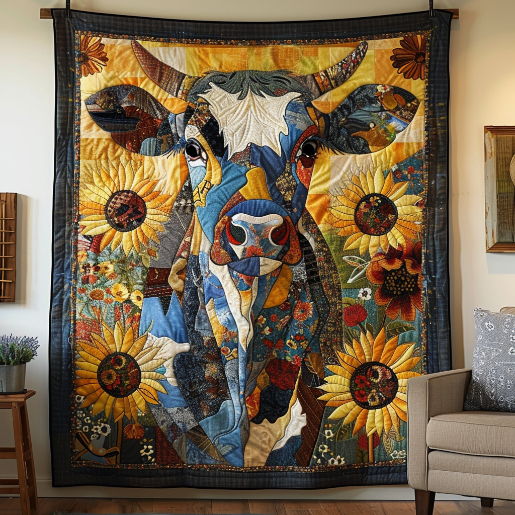 Country Charm Cow Quilted Blanket Room Decor Ideas Gift For Farmhouse Decor - Tradiviet