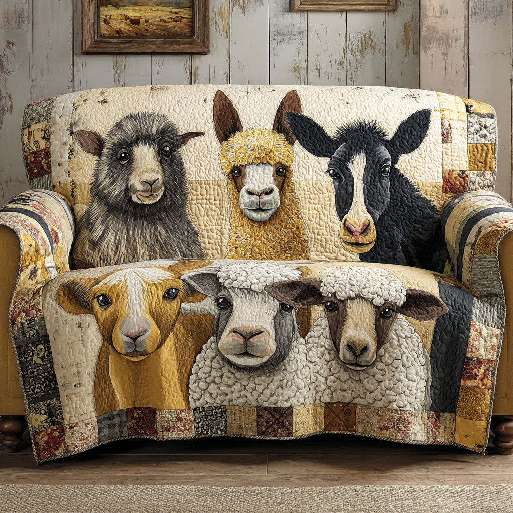 Country Companions Quilted Sofa Cover Couch Cushion Covers Farm Wife Gifts - Tradiviet