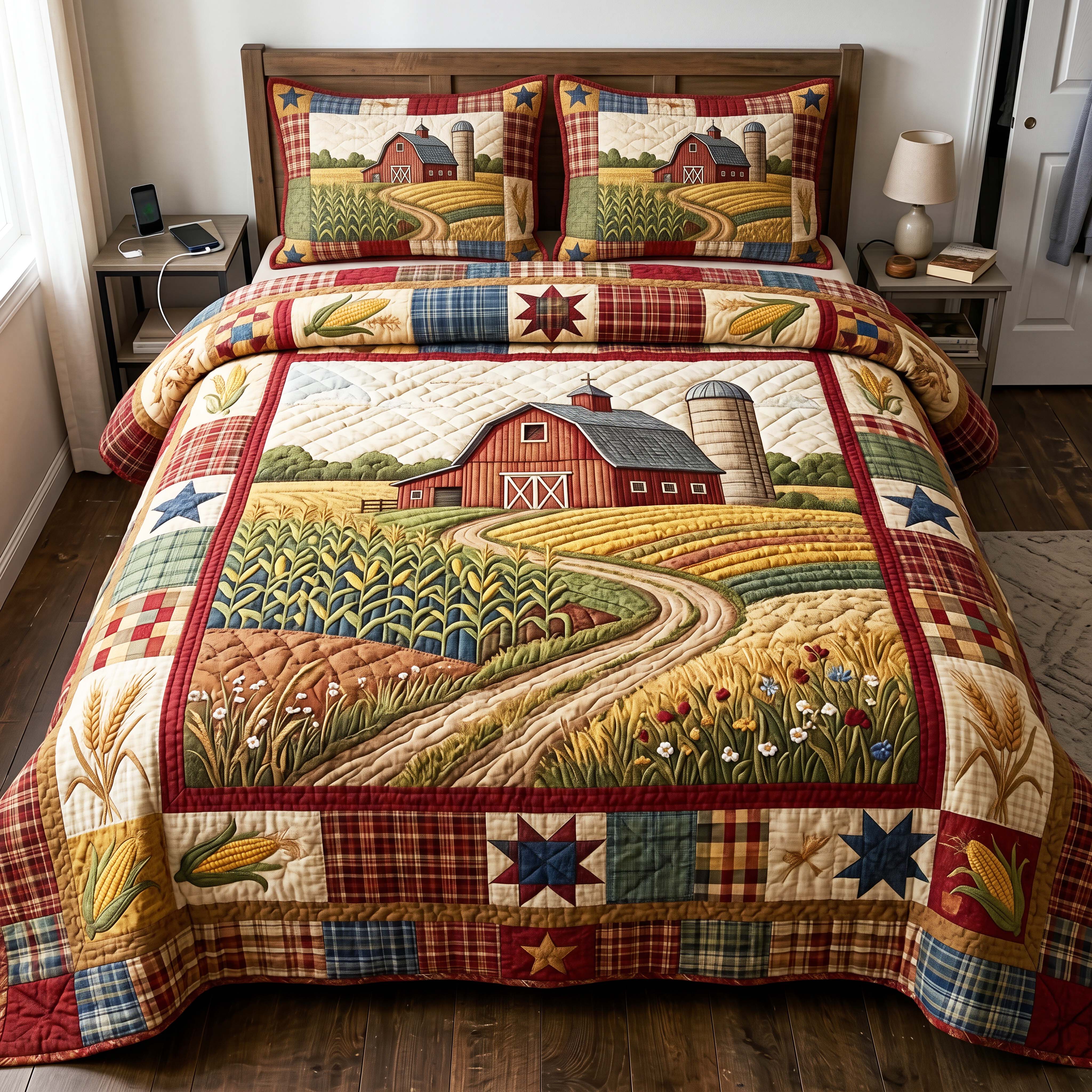 Country Cornfield Quilted Bedding Set Country Cornfield Cozy Gift For Country Cornfield - Tradiviet