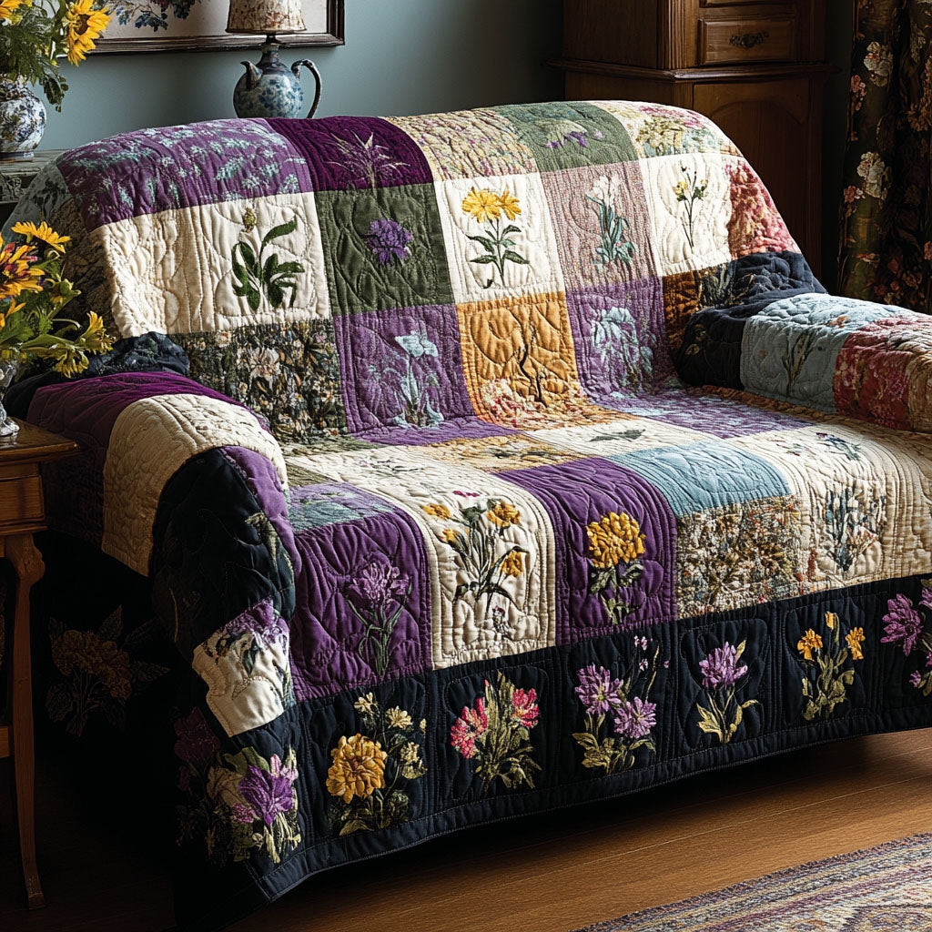 Country Floral Quilted Sofa Cover Sofa Slip Covers Useful Gifts For Mom - Tradiviet