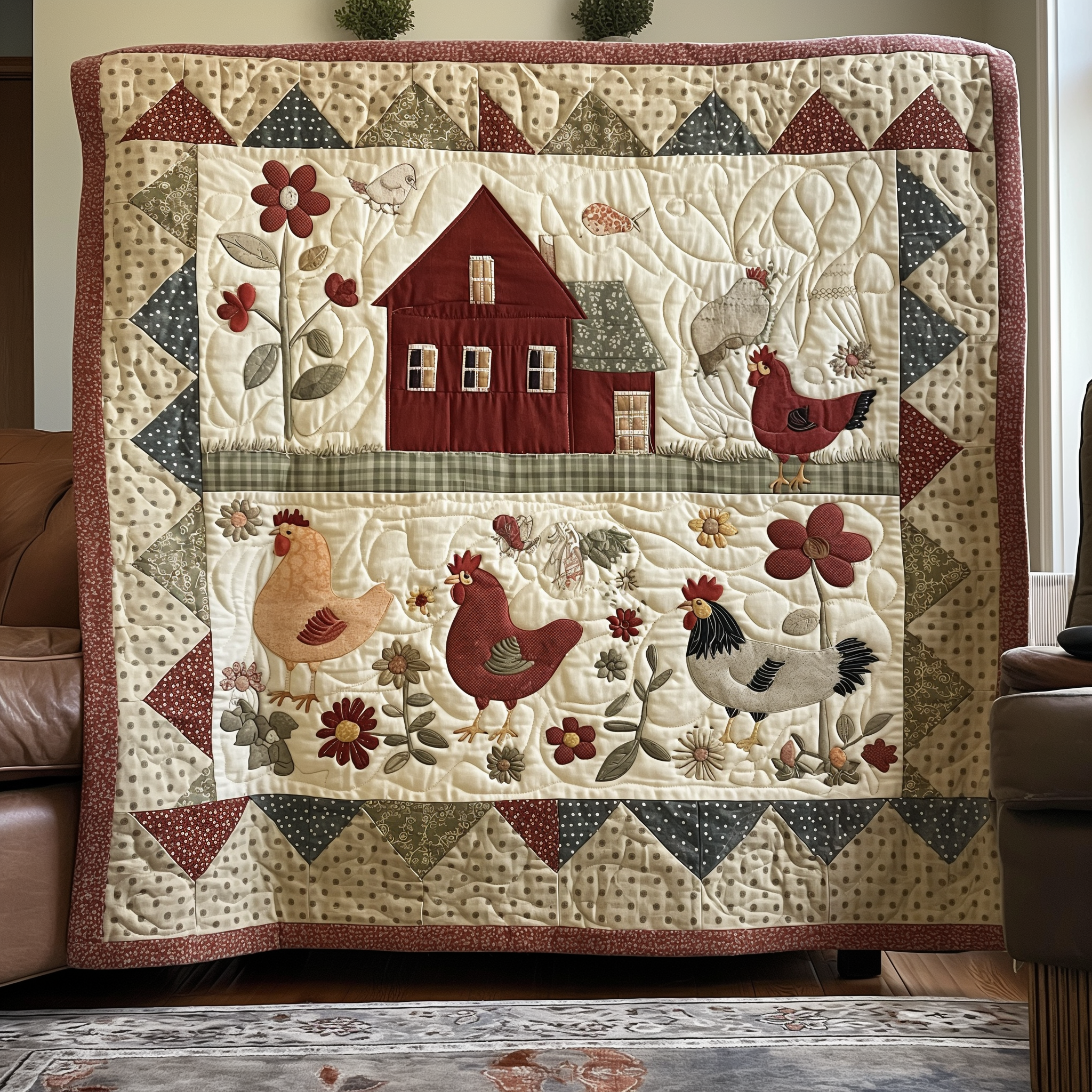 Country Garden Chicken Quilted Blanket Room Decoration Items Gift For Aesthetic Room - Tradiviet