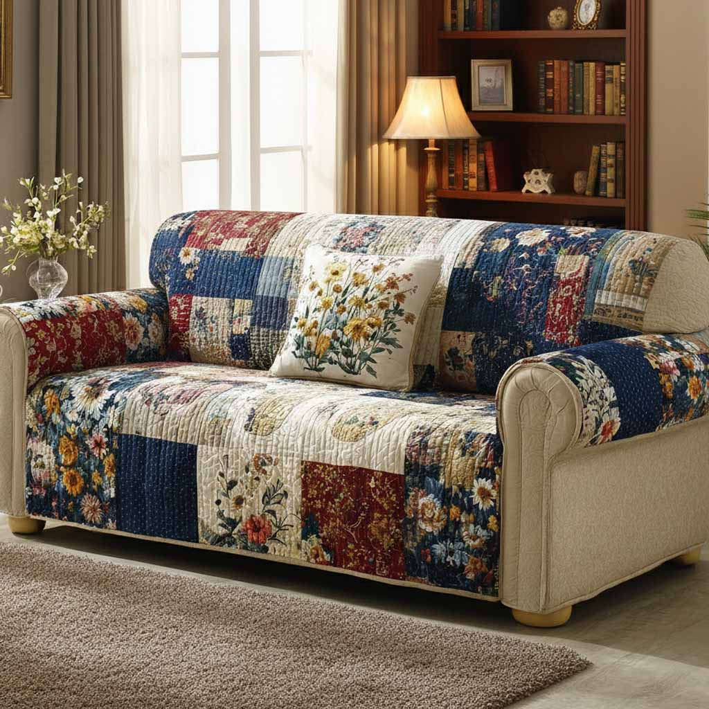 Country Garden Quilted Sofa Cover Sofa Cover For Couch Mothers Day Present Ideas - Tradiviet