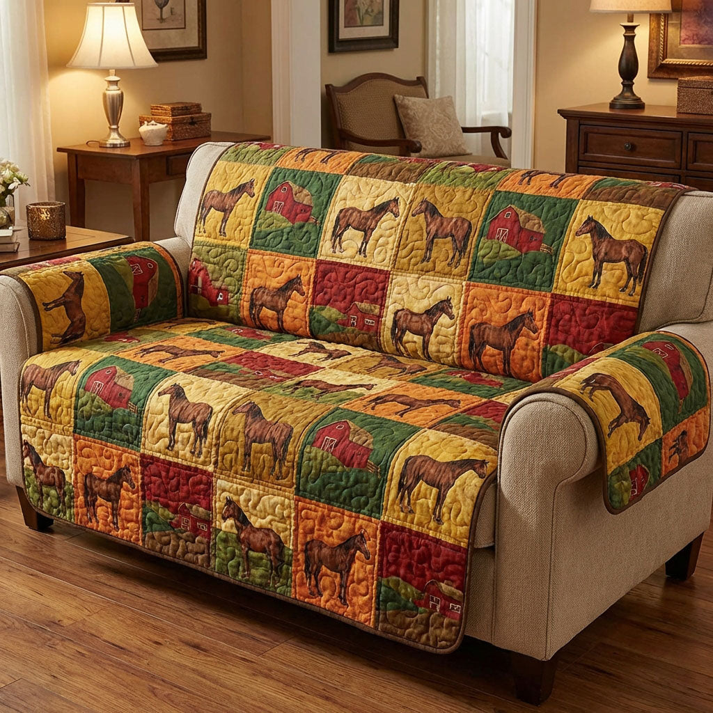 Country Hooves Quilted Sofa Cover Natural Home Room Decor New Home Gift Ideas - Tradiviet