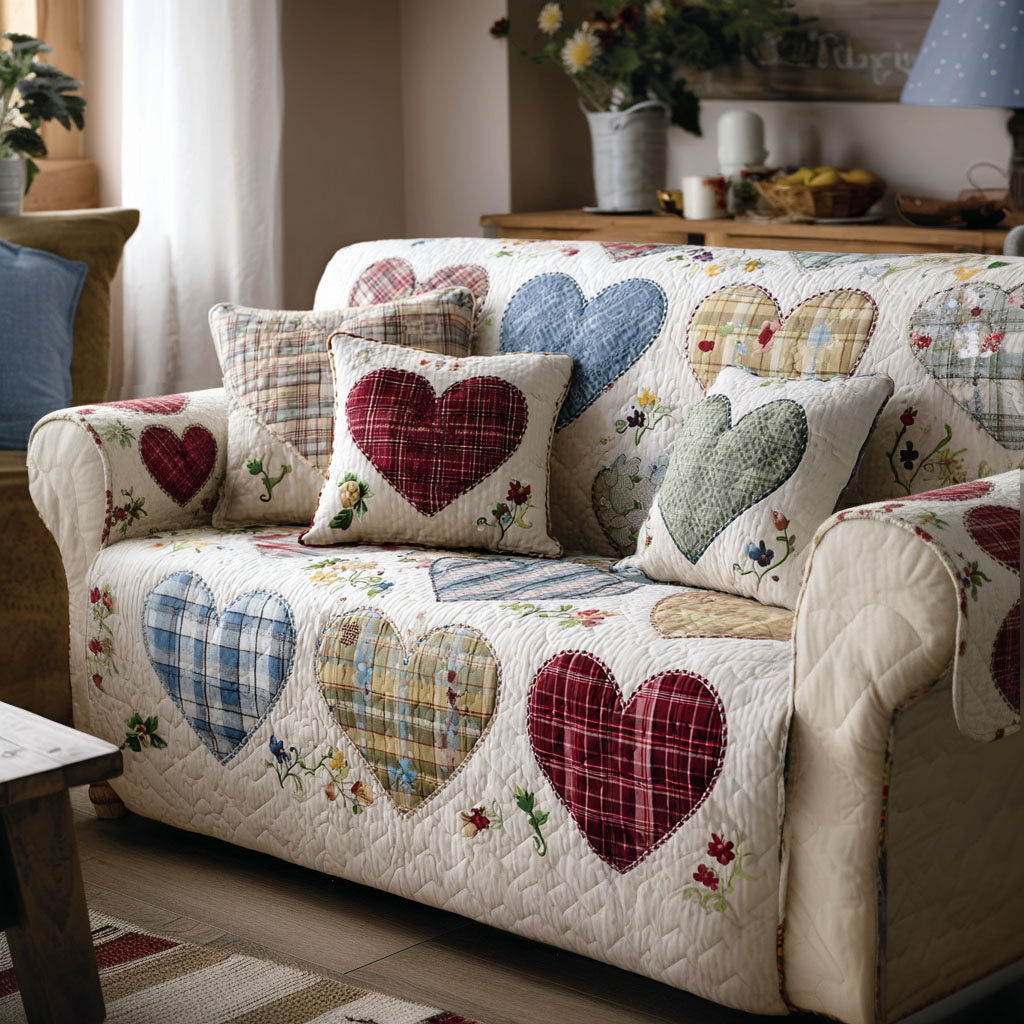 Country Love Quilted Sofa Cover Furniture Protectors For Sofas Cute Couple Christmas Gifts - Tradiviet