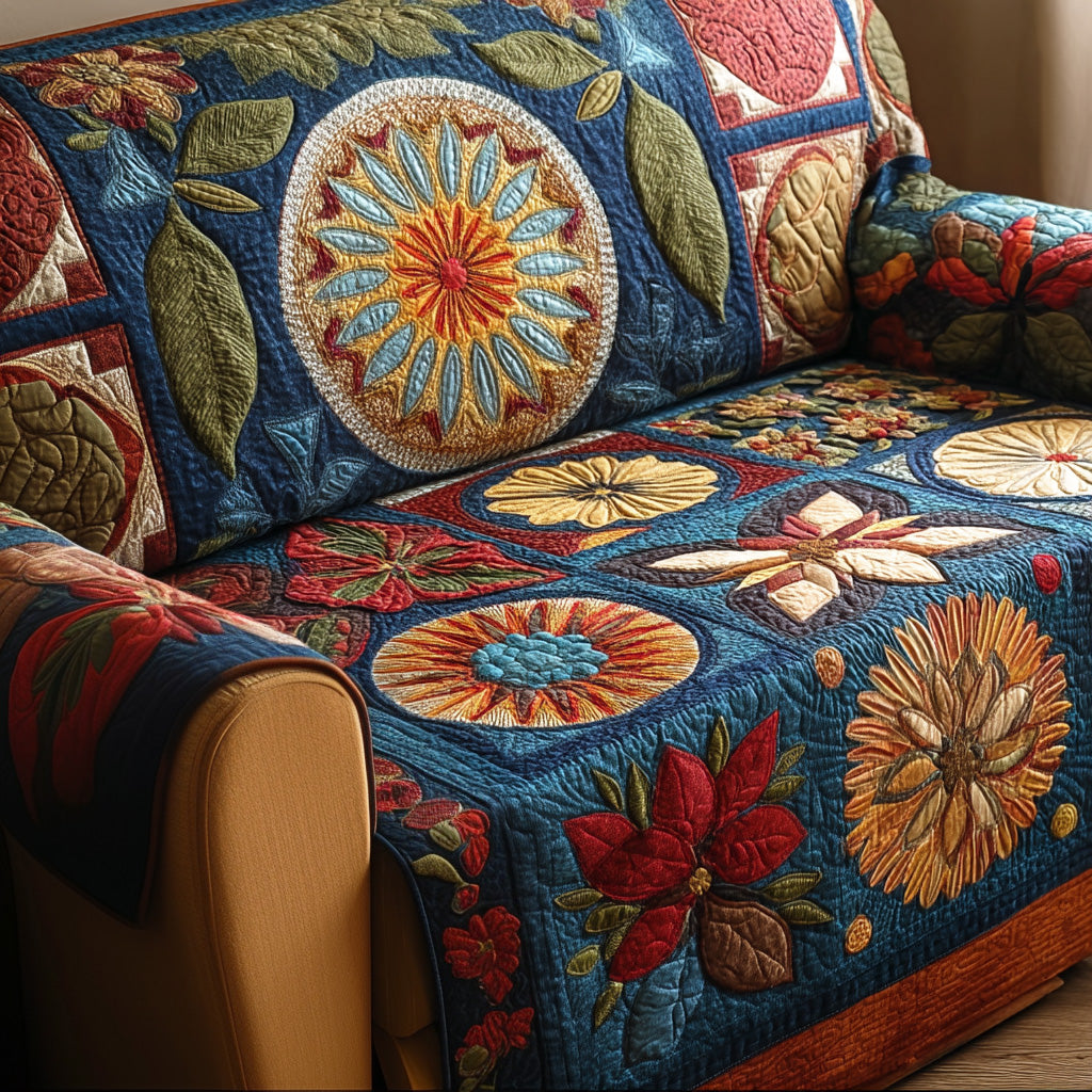 Country Rosette Quilted Sofa Cover Aesthetic Home Room Decor Great Home Decor Finds - Tradiviet