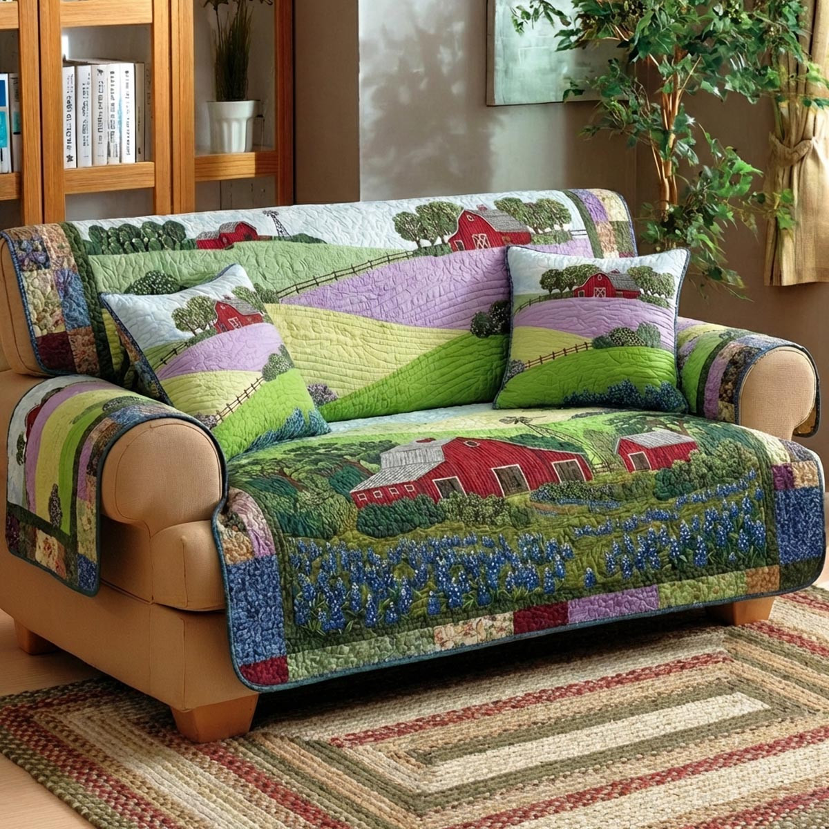 Country Spring Quilted Sofa Cover Covers For Sofas Top Gifts For Farmers - Tradiviet