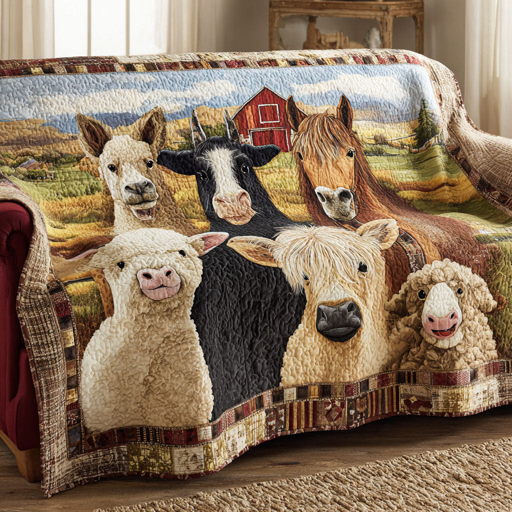 Countryside Charm Quilted Sofa Cover Couch And Loveseat Covers Birthday Gifts For Farmers - Tradiviet