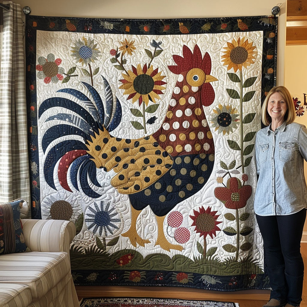 Countryside Cluck Quilted Blanket 1776 2026 Merch Patriotic Gifts For Men - Tradiviet