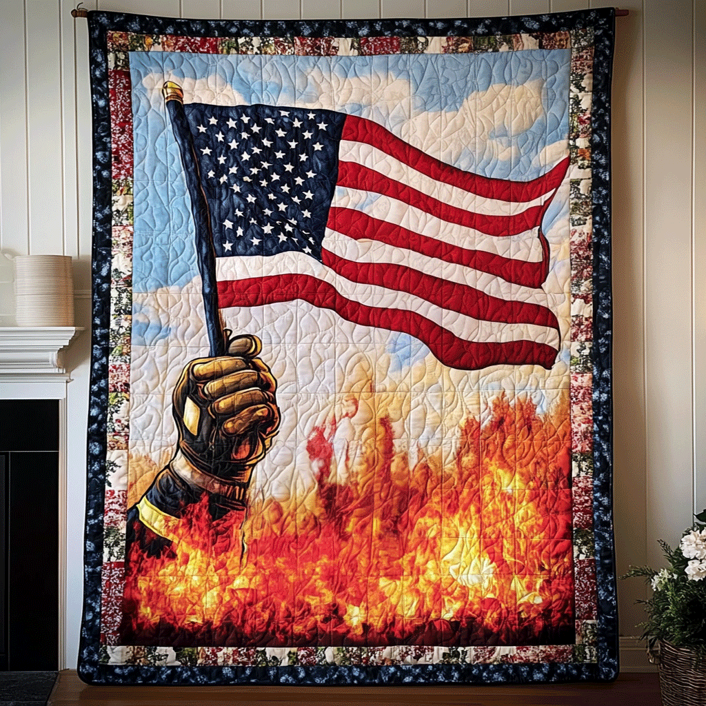 Courage Under Fire Quilted Blanket 4Th Of July Gifts For Patriotic Dad - Tradiviet