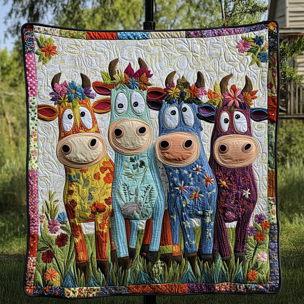 Cow Blossom Quilted Blanket America 250Th Anniversary Patriotic Birthday Gifts - Tradiviet