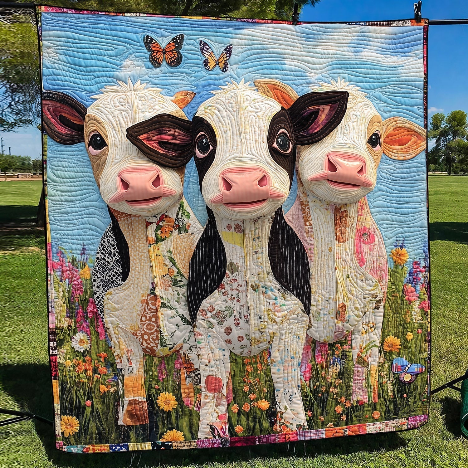 Cow Cuddles Quilted Blanket America Celebrates 250Th Anniversary Patriotic Presents - Tradiviet