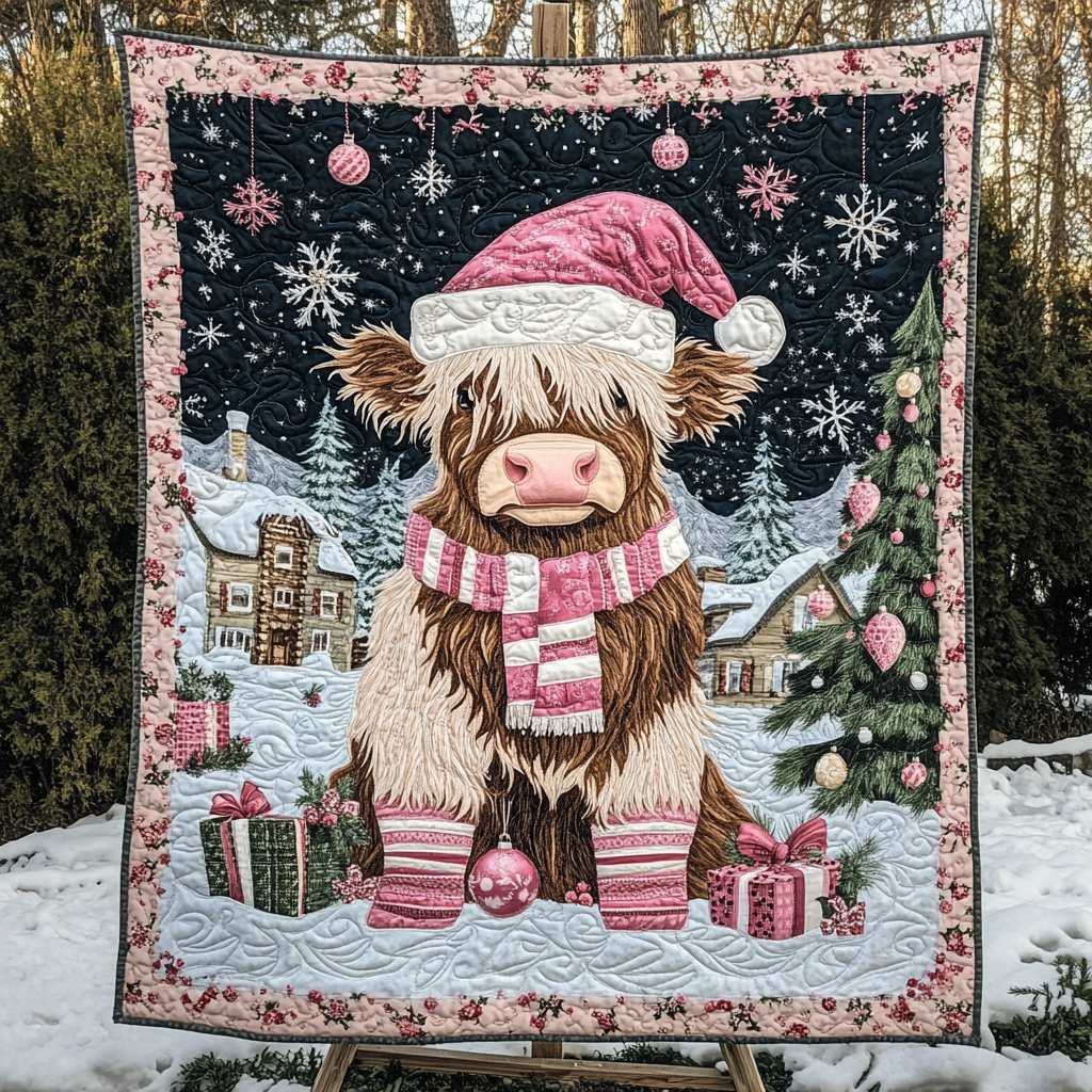 Cow down to Christmas Quilted Blanket America Land Of The Free Patriotic Themed Gifts - Tradiviet